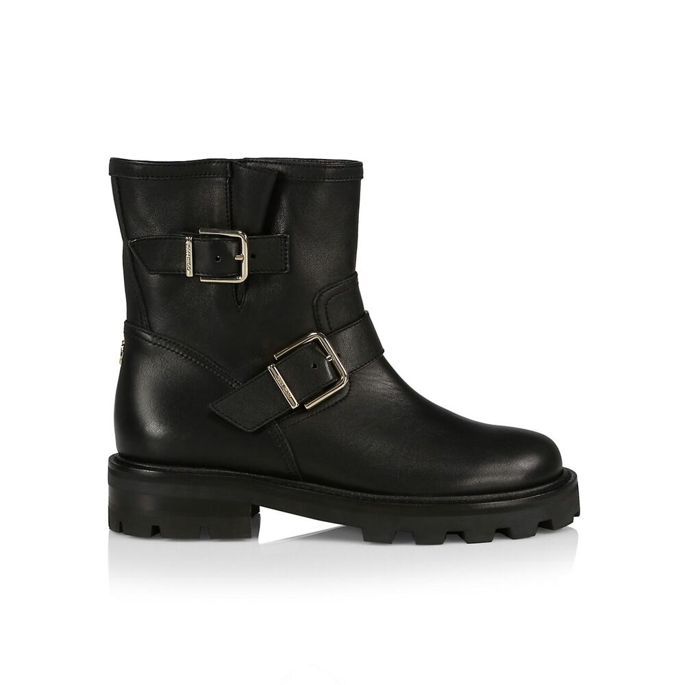 Jimmy Choo Buckled Black Youth Li Biker Boots Size 11 US / 41 EU